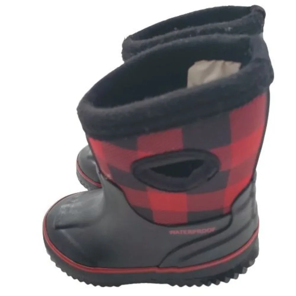 Cat & Jack Unisex Kids‎ Red Buffalo Plaid Waterproof Winter  Snow Boots Size 5/6